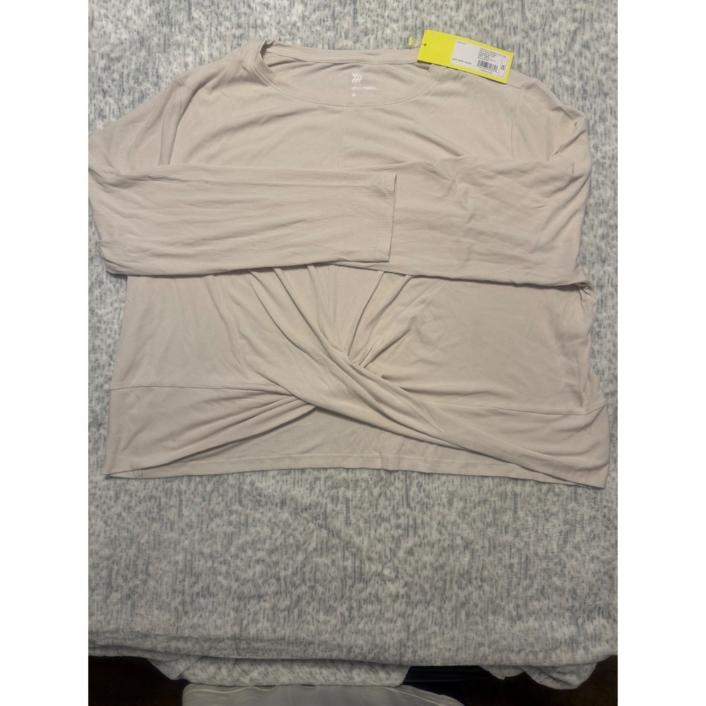 all in motion Women's Long Sleeve Twist Front Top Beige